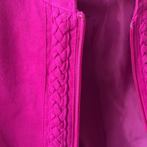 Size 14 Beautiful Fuschia Allison Dailey Faux Suede Jacket - Picture 3 of 5